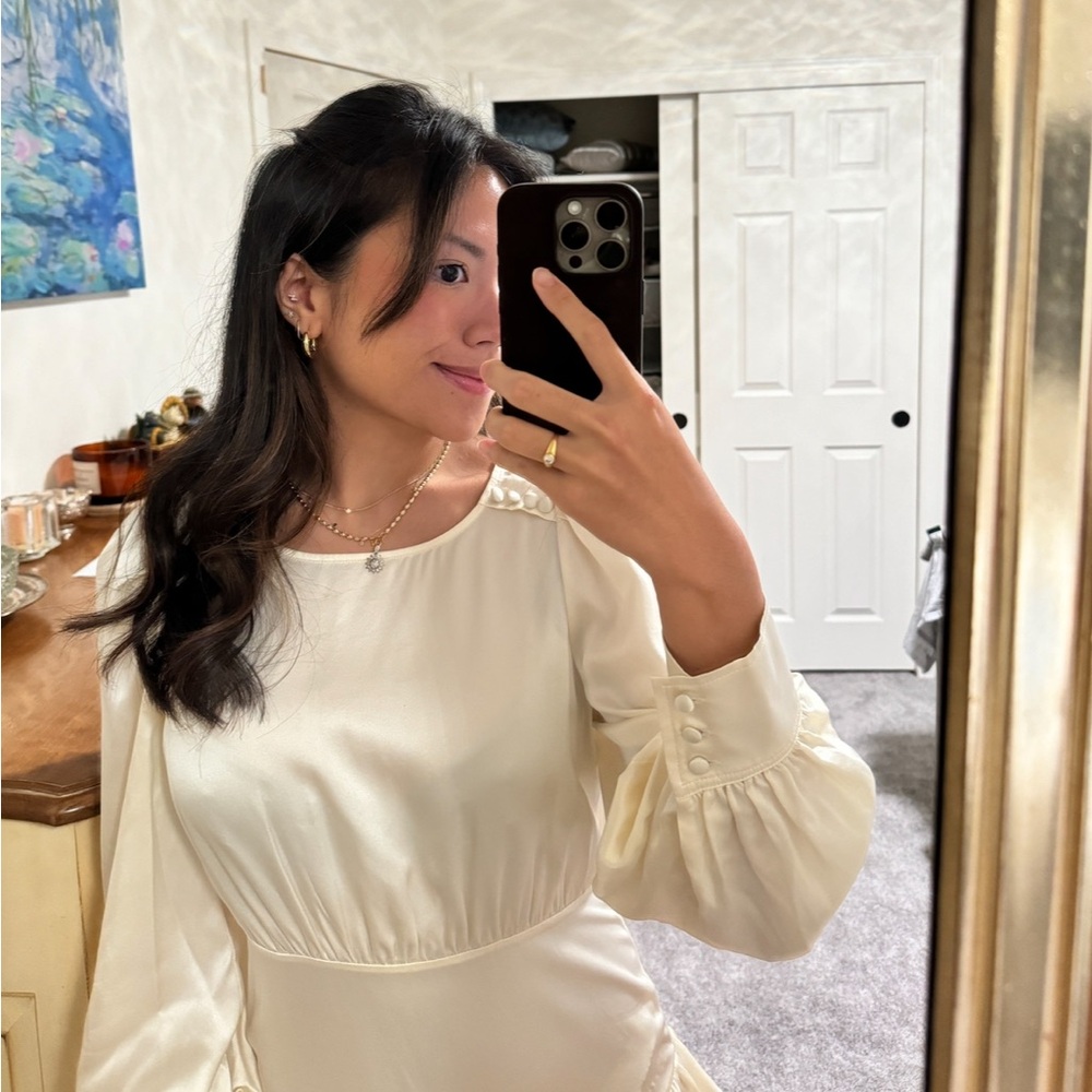 LoveShackFancy Teyana Silk Dress Size 2 NWT White Cream